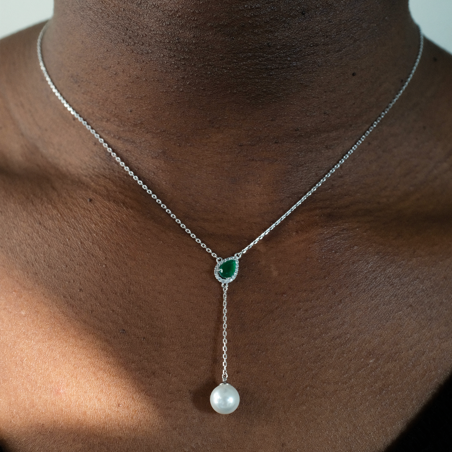 Emerald Pearl Drop Necklace