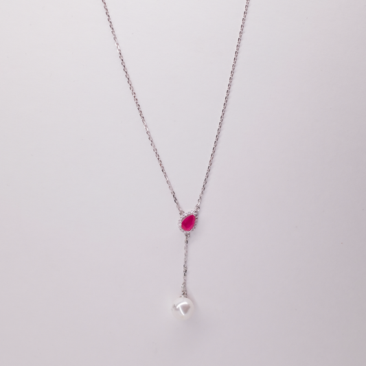 Ruby Pearl Drop Necklace