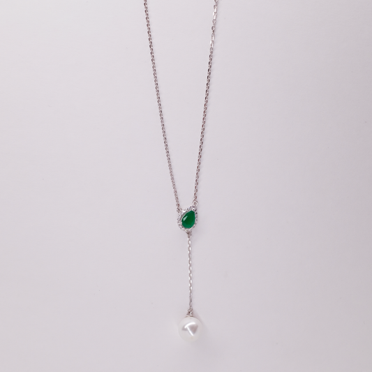 Emerald Pearl Drop Necklace