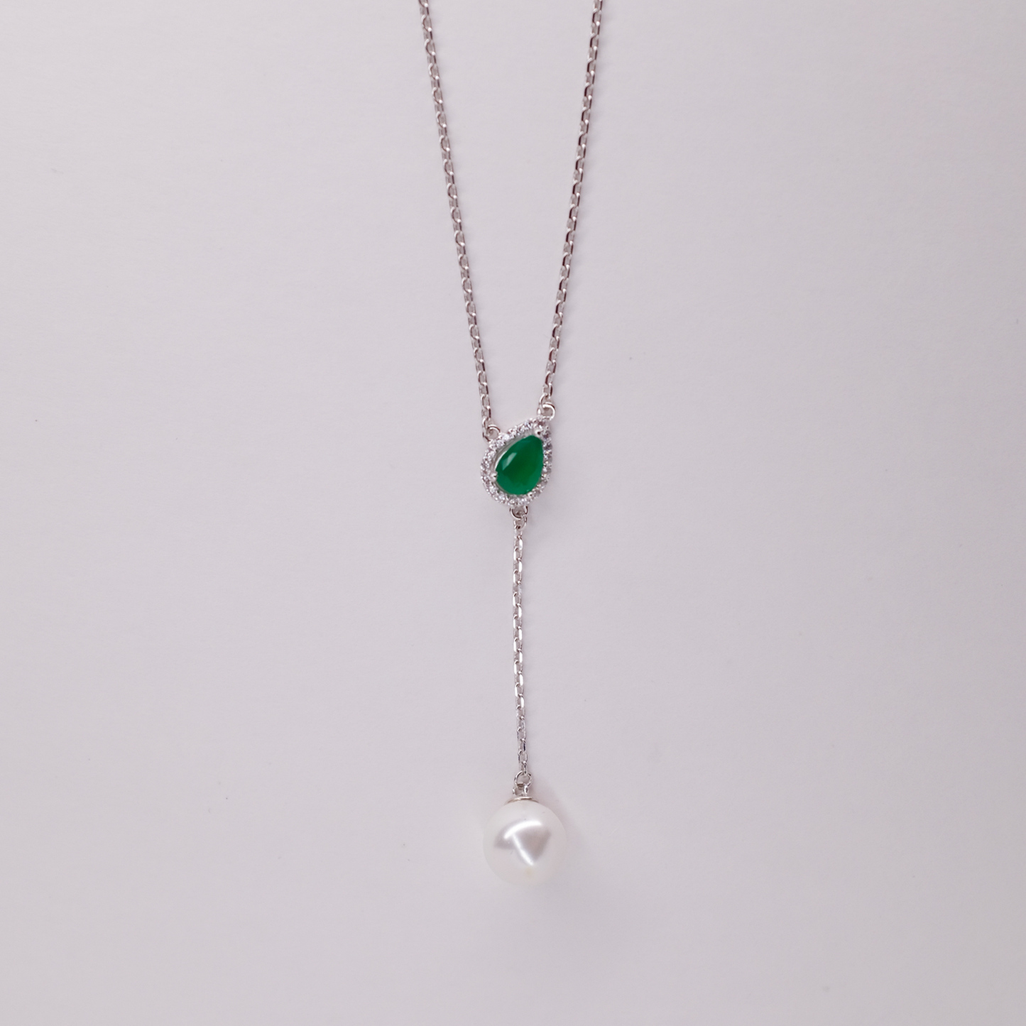 Emerald Pearl Drop Necklace