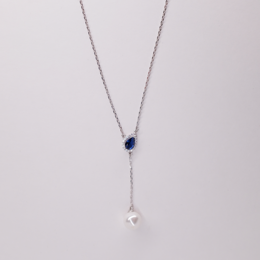 Sapphire Pearl Drop Necklace