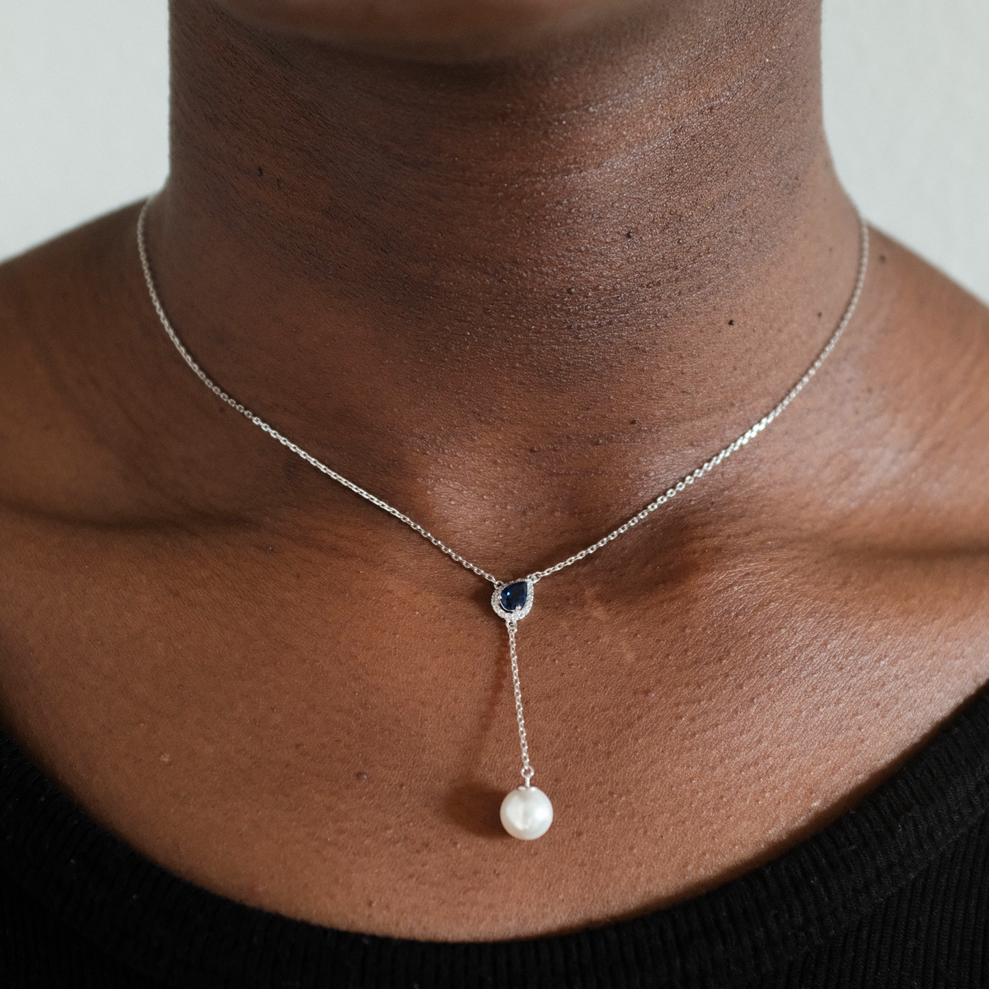 Sapphire Pearl Drop Necklace